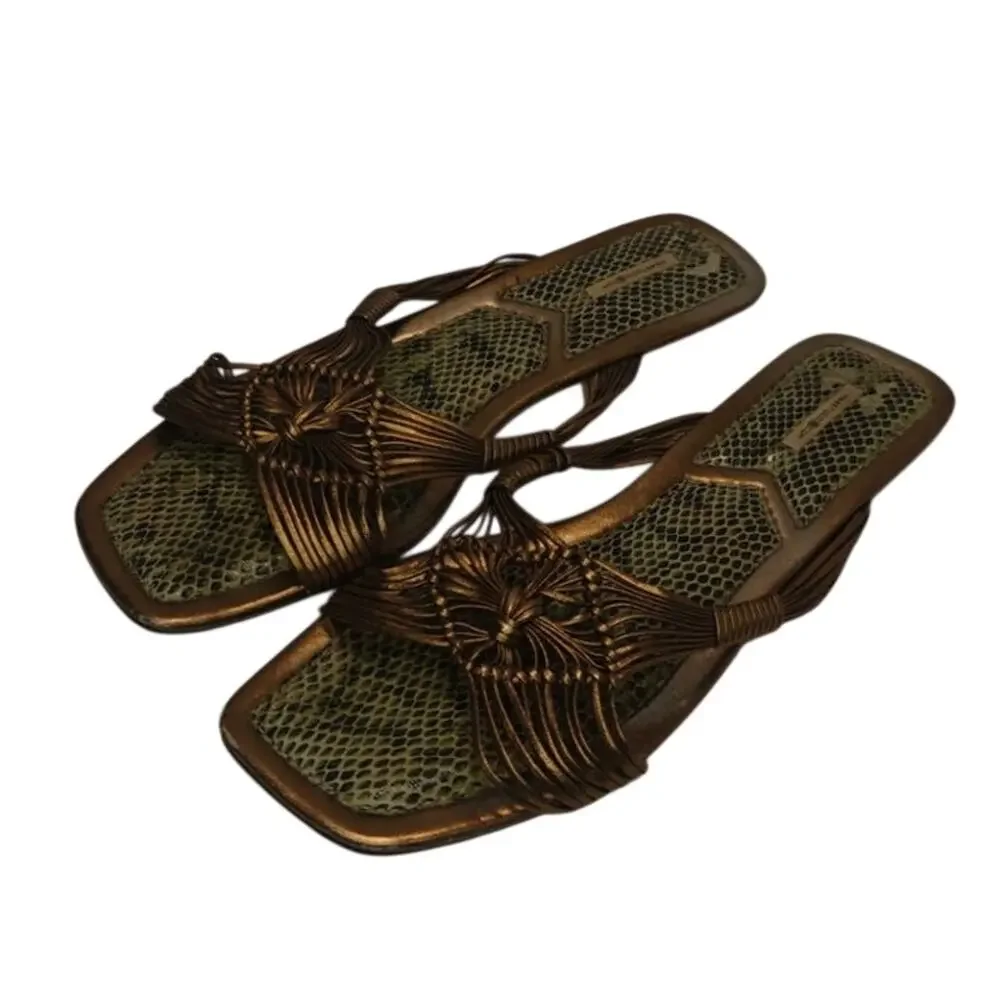 Gold leather slip on sandals by Maxstudio sz 6.5